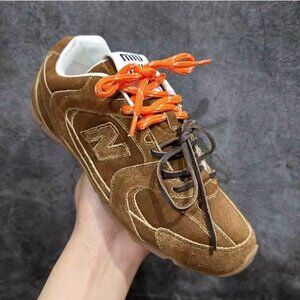 Miu Miu Brown and Orange Sneakers